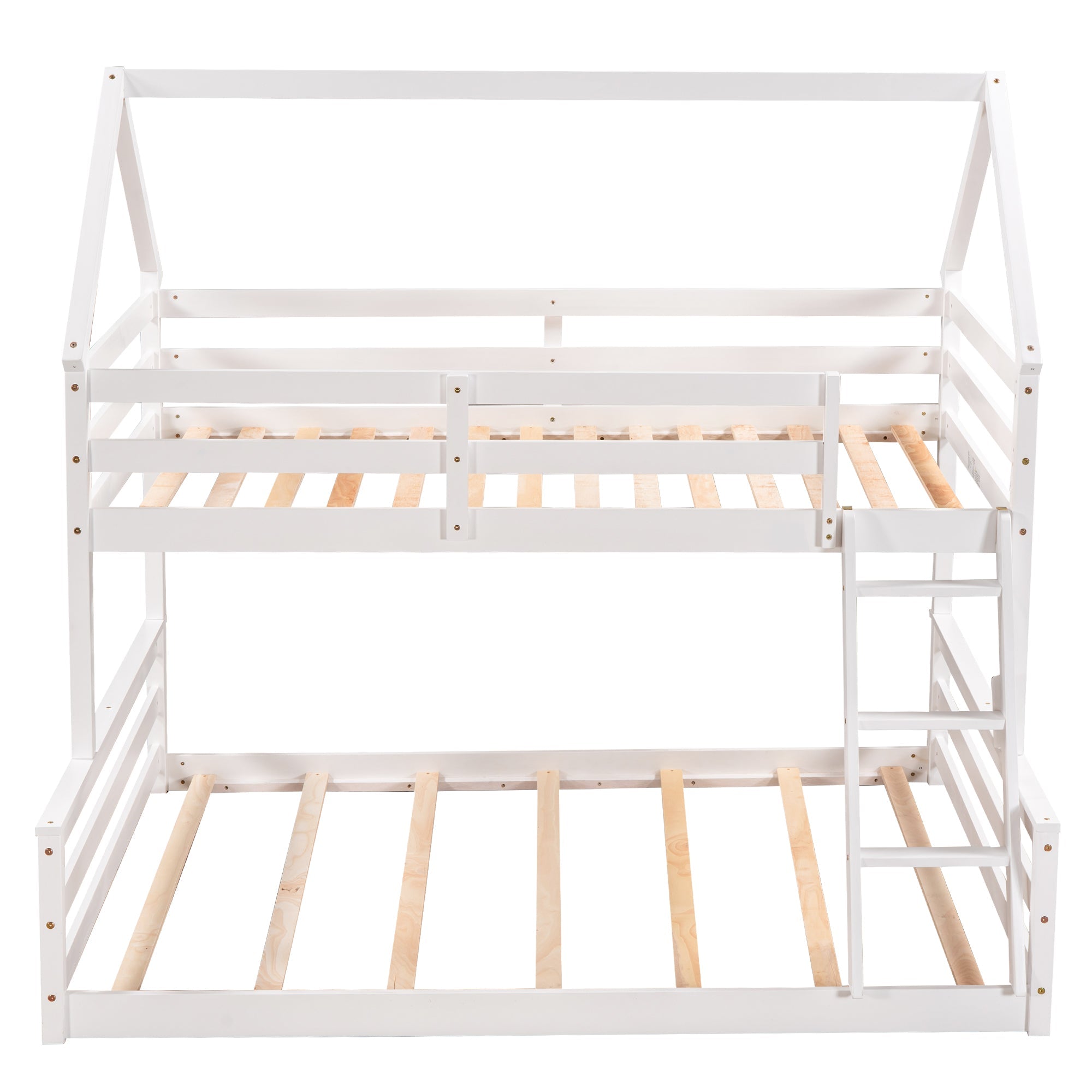 Bellemave®Twin Size House Bunk Bed with Slide and Ladder,White - Bellemave