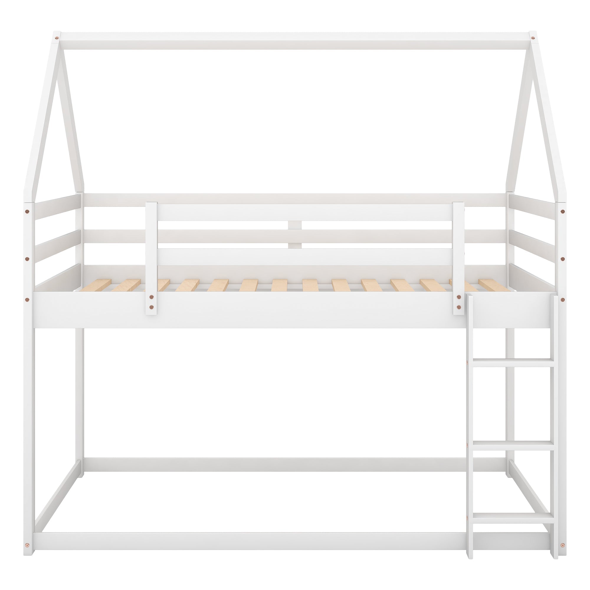 Bellemave®Twin Size House Bunk Bed with Slide and Ladder,White - Bellemave