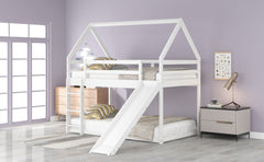 Bellemave®Twin Size House Bunk Bed with Slide and Ladder,White - Bellemave