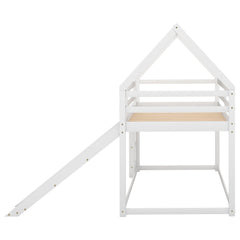 Bellemave®Twin Size House Bunk Bed with Slide and Ladder,White - Bellemave