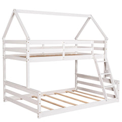 Bellemave®Twin Size House Bunk Bed with Slide and Ladder,White - Bellemave