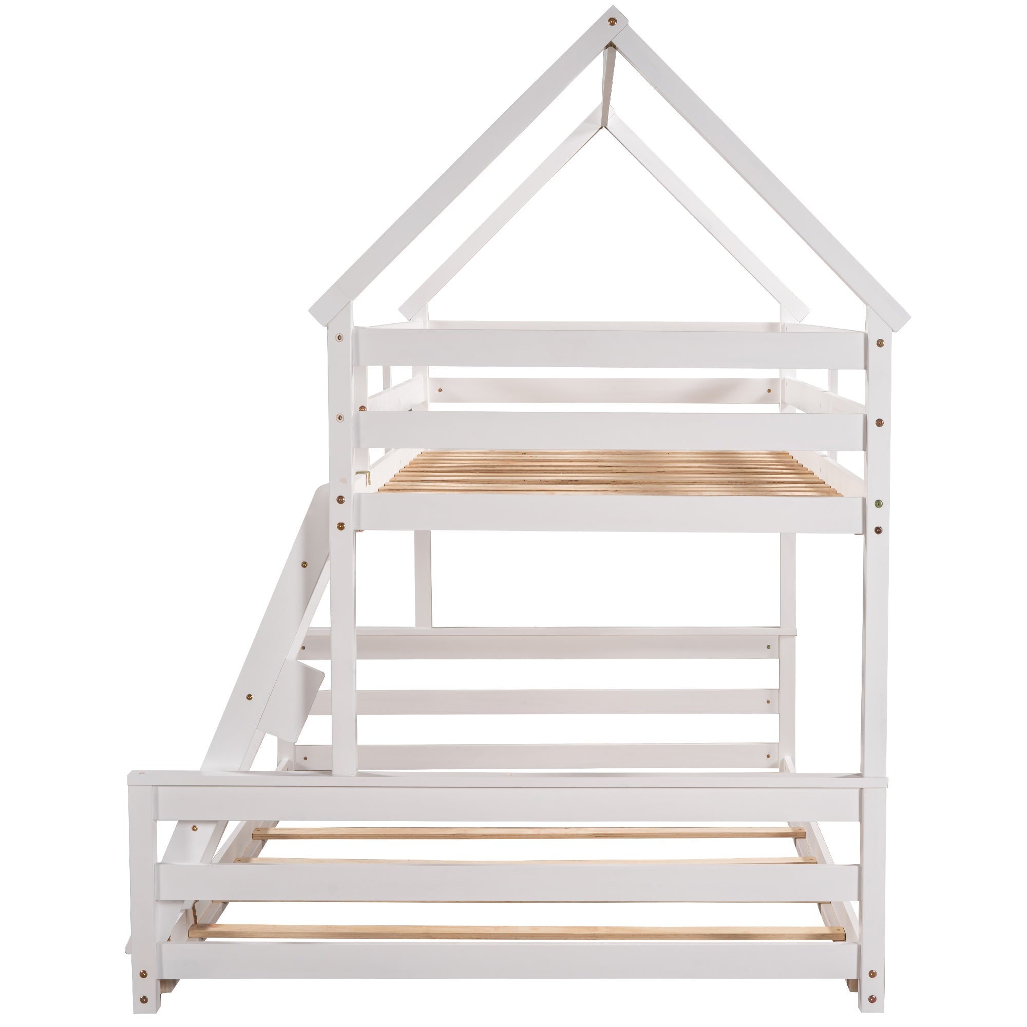 Bellemave®Twin Size House Bunk Bed with Slide and Ladder,White - Bellemave