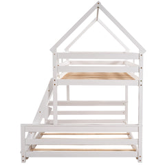 Bellemave®Twin Size House Bunk Bed with Slide and Ladder,White - Bellemave