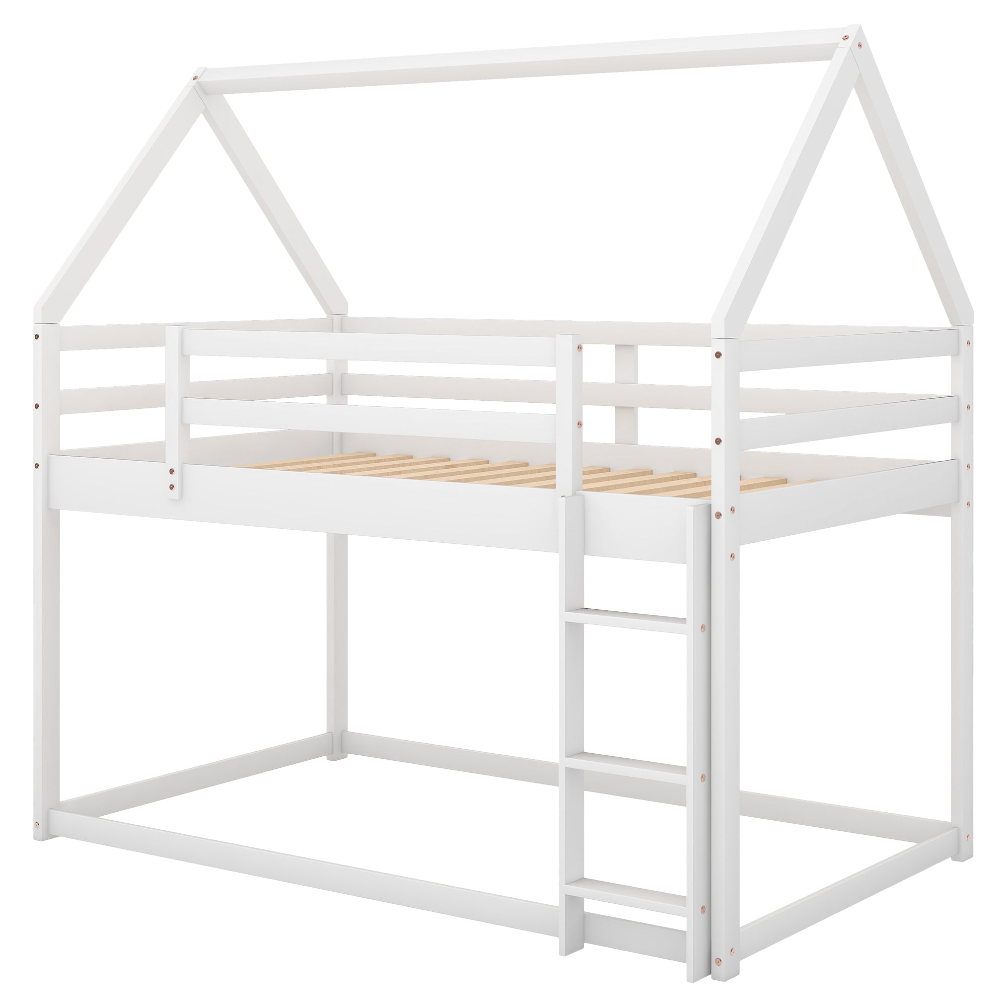 Bellemave®Twin Size House Bunk Bed with Slide and Ladder,White - Bellemave