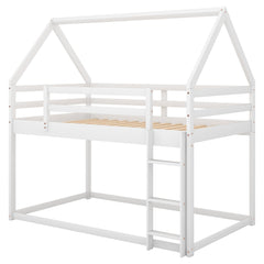 Bellemave®Twin Size House Bunk Bed with Slide and Ladder,White - Bellemave