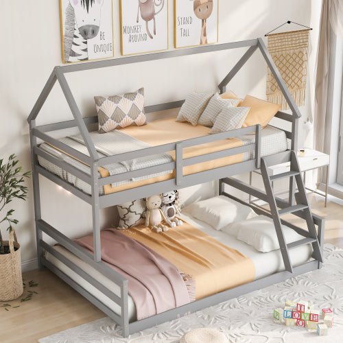 Bellemave®Twin Size House Bunk Bed with Slide and Ladder,White - Bellemave
