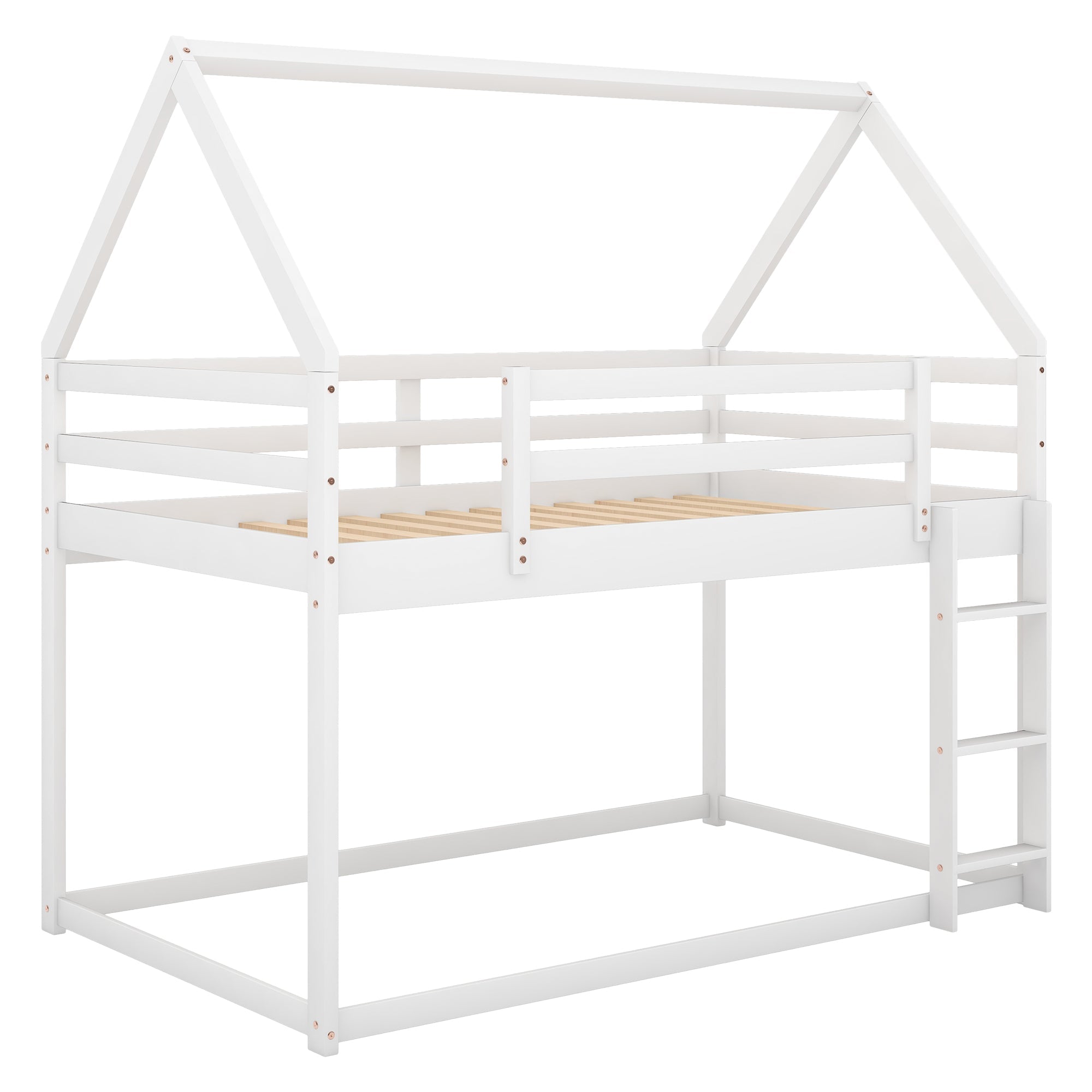 Bellemave®Twin Size House Bunk Bed with Slide and Ladder,White - Bellemave