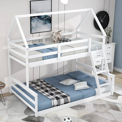 Bellemave®Twin Size House Bunk Bed with Slide and Ladder,White - Bellemave