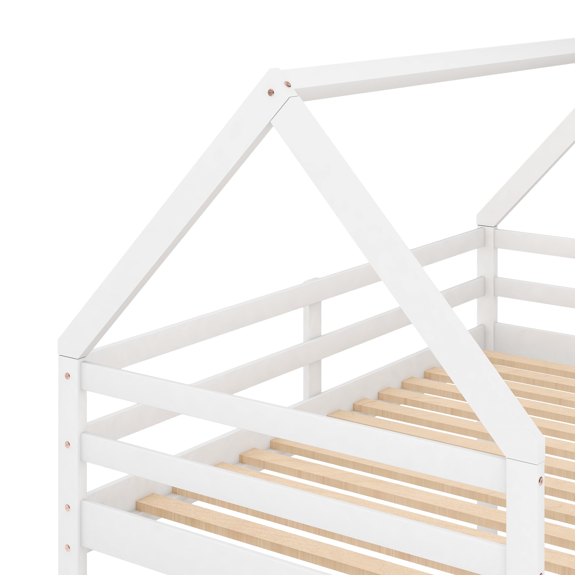 Bellemave®Twin Size House Bunk Bed with Slide and Ladder,White - Bellemave