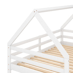 Bellemave®Twin Size House Bunk Bed with Slide and Ladder,White - Bellemave