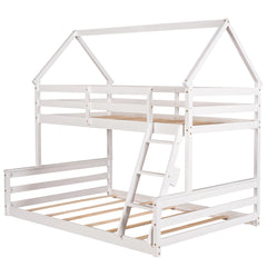 Bellemave®Twin Size House Bunk Bed with Slide and Ladder,White - Bellemave
