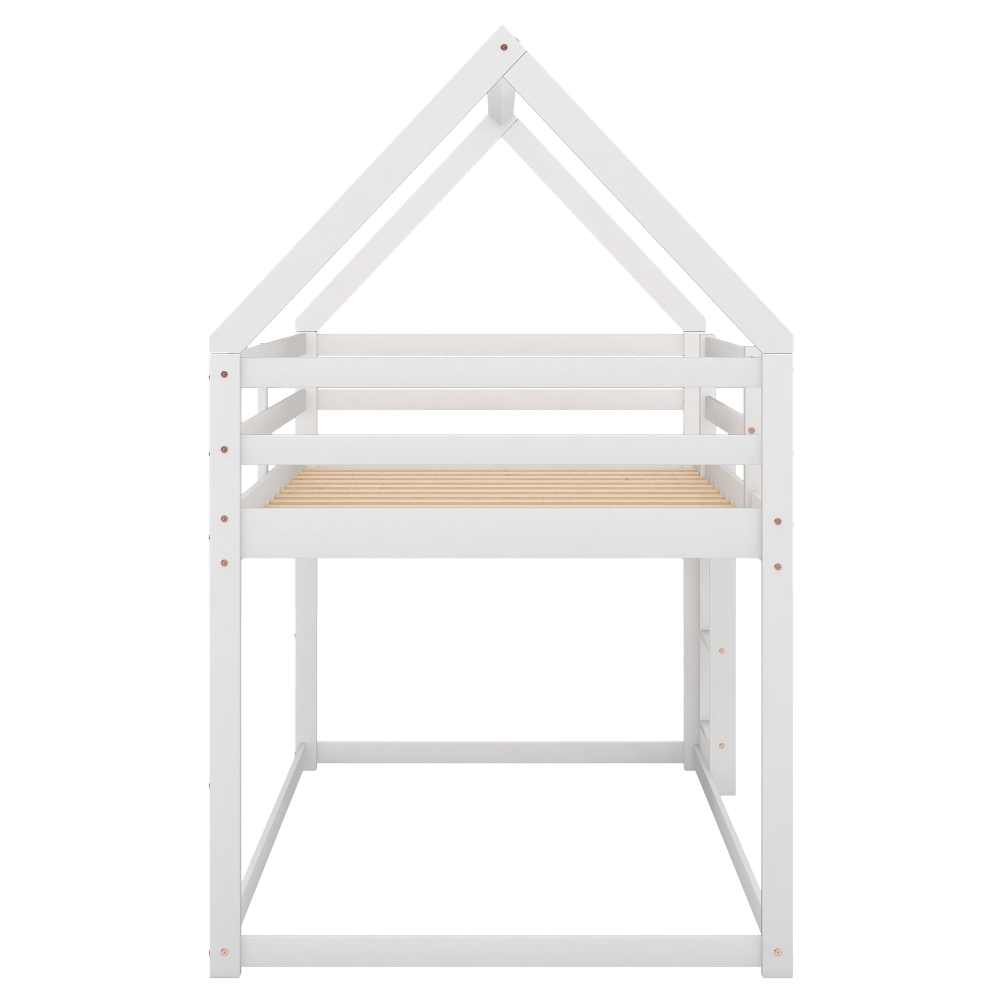 Bellemave®Twin Size House Bunk Bed with Slide and Ladder,White - Bellemave