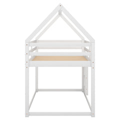 Bellemave®Twin Size House Bunk Bed with Slide and Ladder,White - Bellemave
