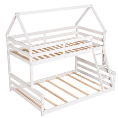 Bellemave®Twin Size House Bunk Bed with Slide and Ladder,White - Bellemave