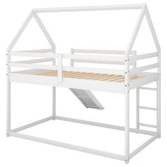 Bellemave®Twin Size House Bunk Bed with Slide and Ladder,White - Bellemave