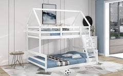 Bellemave®Twin Size House Bunk Bed with Slide and Ladder,White - Bellemave