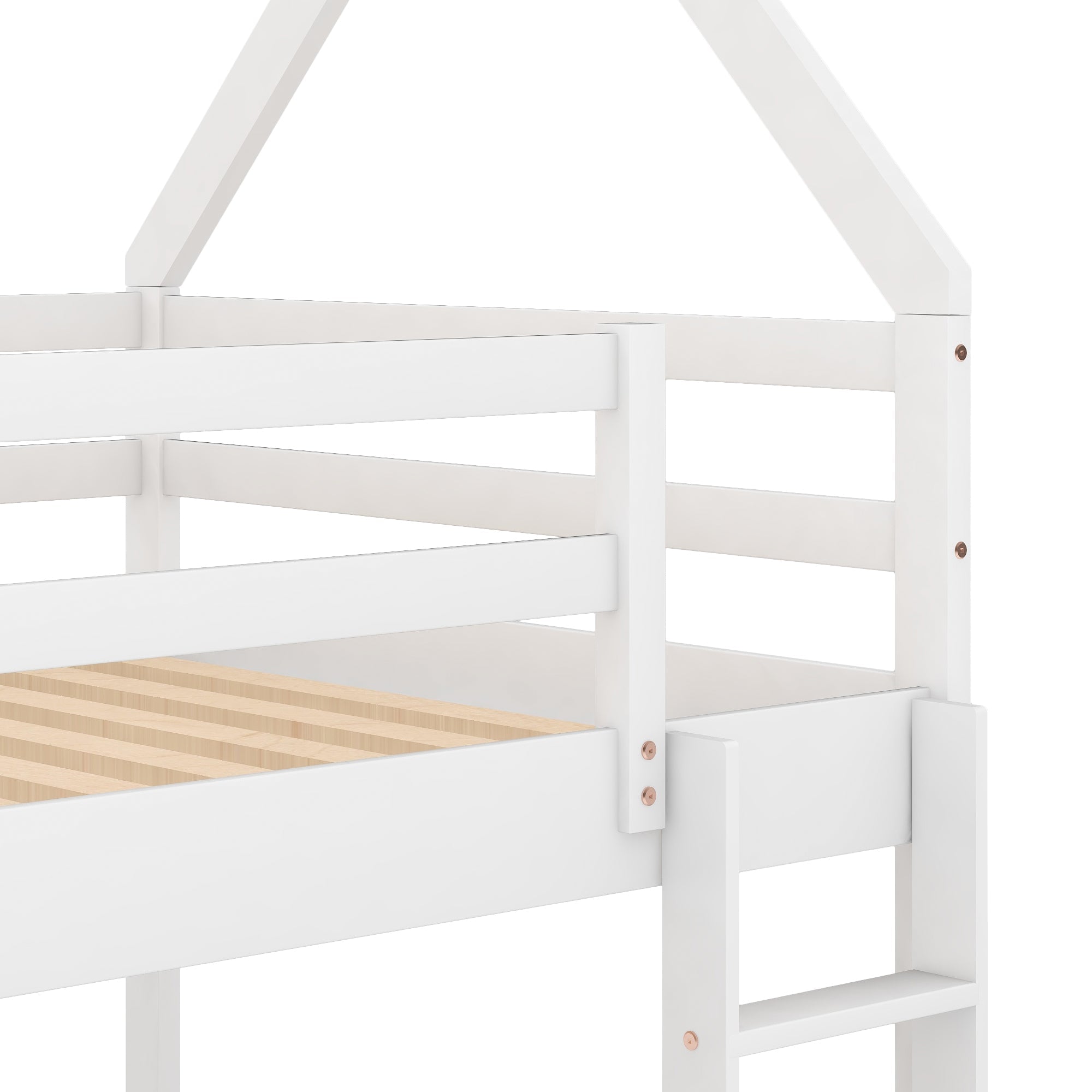 Bellemave®Twin Size House Bunk Bed with Slide and Ladder,White - Bellemave