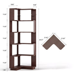 Bellemave® 6 Tier Corner Bookshelf, Industrial L Shaped Bookcase with Anti-Drop Panel, Freestanding Wood Grain Shelf Display Rack Storage Organizer for Home Office Bellemave®