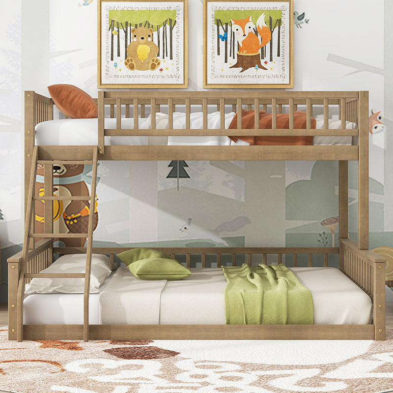 Bellemave® Twin XL over Queen Bunk Bed with Ladder and Guardrails