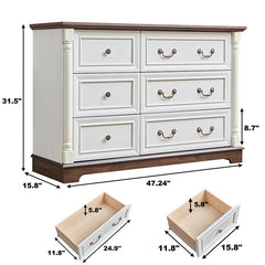 Bellemave® Farmhouse Style 6 Drawer Dresser Chest with Base