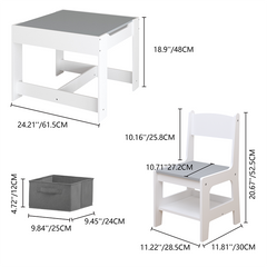 Bellemave® 3 in 1 Wooden Kids Table and Chair Set with Storage Drawer for Toddlers Drawing, Reading, Crafts