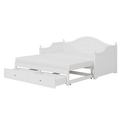 Bellemave® Twin Size Wood Daybed with Extended Pop Up Trundle and Storage Drawers