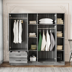 Bellemave® 6-Door Wardrobe with Shelves and Drawers