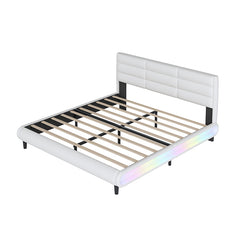 Bellemave® King Size Upholstered Platform Bed with LED Light Strips