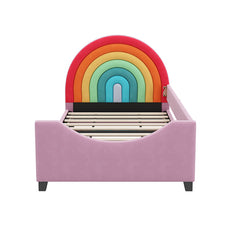 Bellemave® Twin Size Rainbow Upholstered Daybed,Cute Style Princess Bed