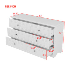 Bellemave® 6 Drawers Elegant Design Wooden Dresser with Metal Handles