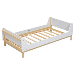 Bellemave® Twin Size Platform Bed with Headboard, Footboard, Safeguards Bellemave®