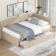 Bellemave® Twin Size Wood Daybed with Trundle and Guardrail