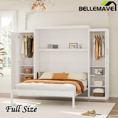 Bellemave® Murphy Bed with Two Wardrobe and Storage Shelf