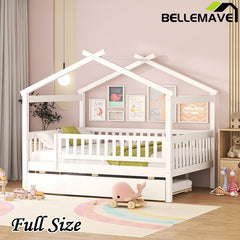 Bellemave® Wooden House Bed with Trundle Bed