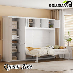 Bellemave® Queen Size Murphy Bed Wall Bed with Cabinets