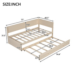 Bellemave® Twin Size Wood Daybed with Trundle and Guardrail