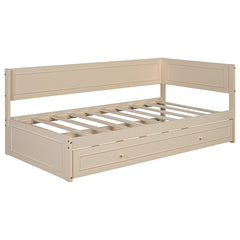 Bellemave® Twin Size Wood Daybed with Trundle and Guardrail