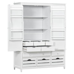 Bellemave® Large Kitchen Storage Cabinet Cupboard with 10 Drawers,8 Door Shelves and 4 Pull-Out Trays