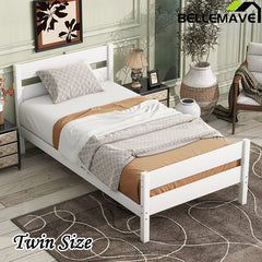 Bellemave® Twin Size Platform Bed with Headboard and Footboard