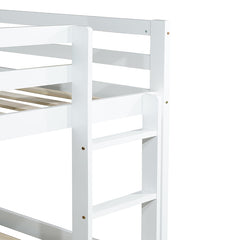 Bellemave® Twin Size Solid Rubber Wooden Loft Bed with Ladder