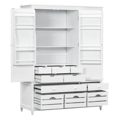 Bellemave® Large Kitchen Storage Cabinet Cupboard with 10 Drawers,8 Door Shelves and 4 Pull-Out Trays