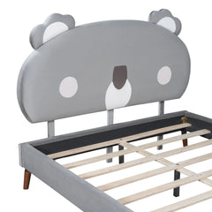 Bellemave® Full Size Upholstered Platform Bed with Koala-Shaped Headboard Bellemave®