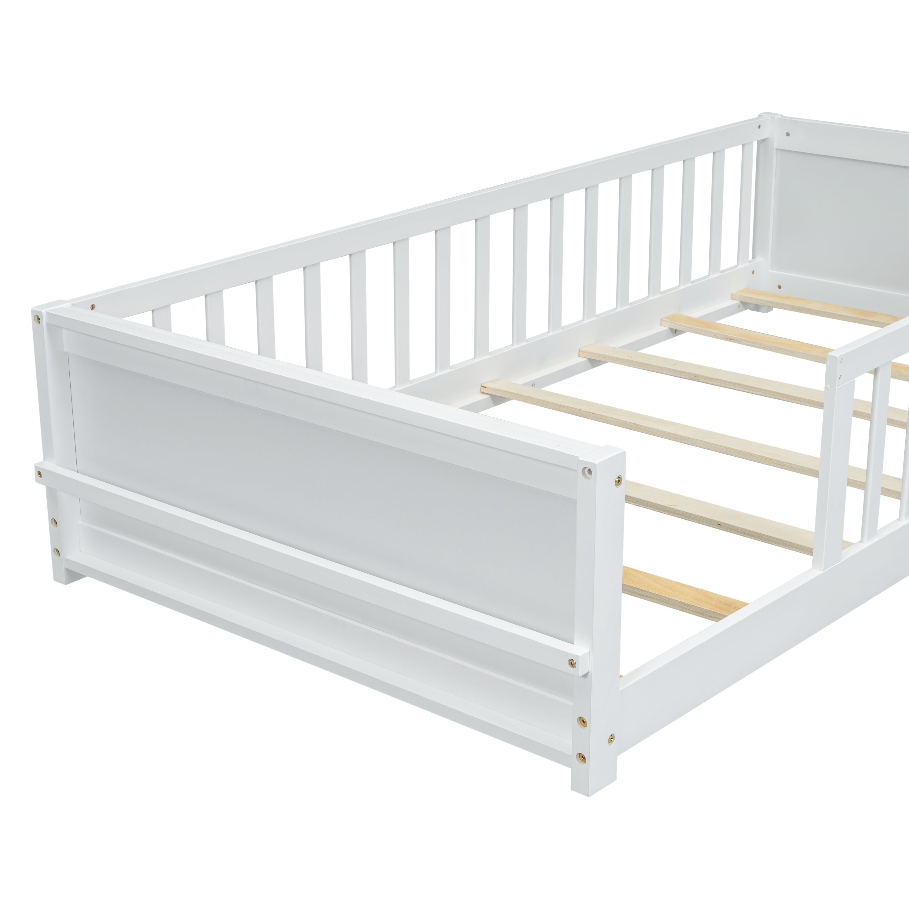 Bellemave® Twin Size Floor Bed with Built-in Book Storage Rack Bellemave®