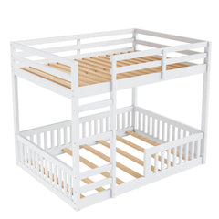 Bellemave® Full Size Wood Bunk Bed with Ladder and Guardrails