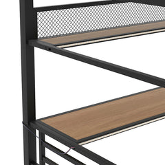 Bellemave® Full Size Metal Loft Bed Frame with Storage Shelf and LED Light