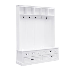 Bellemave® 74" Elegant Wide Hall Tree with 5 Hooks, Versatile Entryway Lift Top Storage Bench with 2 Drawers