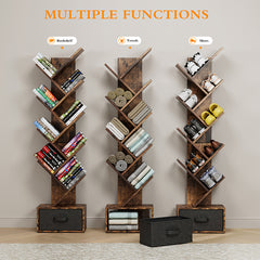 Bellemave® 9 Tier Tree Bookshelf with Drawer