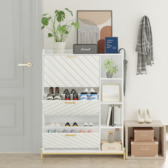 Bellemave® Shoe Cabinet with 3 Flip Drawers & Open Shelves