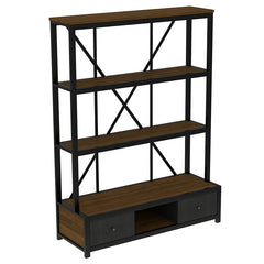 Bellemave® 3-Shelf Metal Vintage Industrial Style Bookcase with Drawers and LED Light