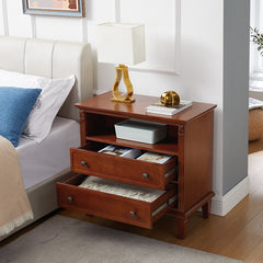 Bellemave® Open Space and 2 Drawers Dresser Nightstand with Charging Station